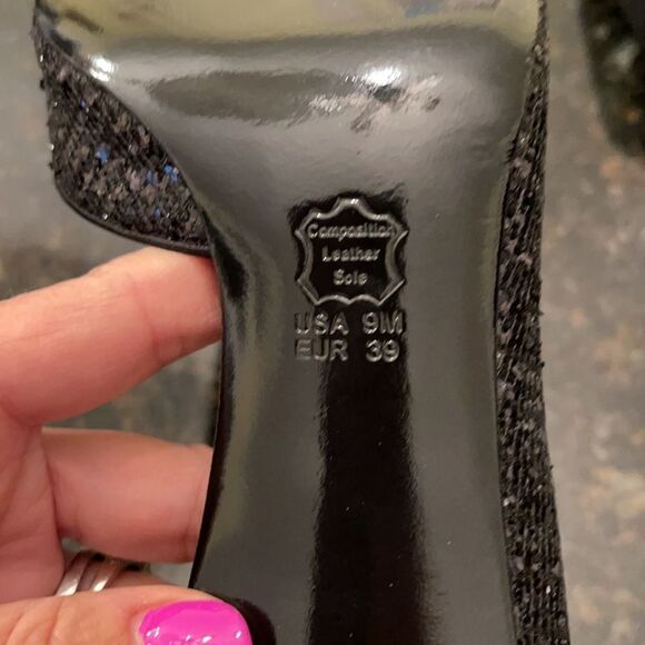 *Nina* New York SZ 9 Black Sparkly Heels EUC - Picture 2 of 8